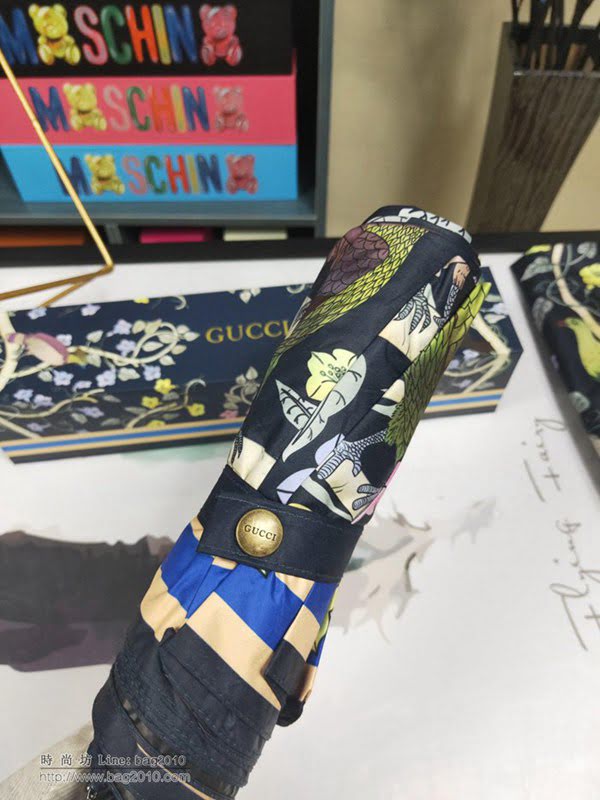 GUCCI古馳傘 專櫃夏季新款 全自動折疊晴雨傘 田園花卉圖案 全自動折疊晴雨傘 防曬隔熱 防紫外線  zm1105